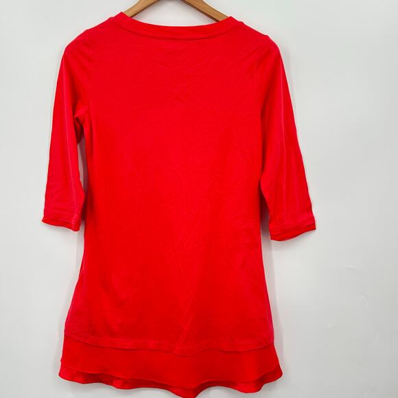 LOGO by Lori Goldstein Coral Jersey Tunic w/ Layered Satin Chiffon Hem 2XSP - Picture 4 of 8